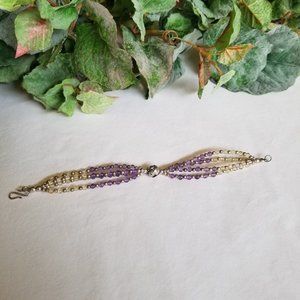 Custom Amethyst/Citrine bracelet .925 stamped silver, 8" including clasp #902